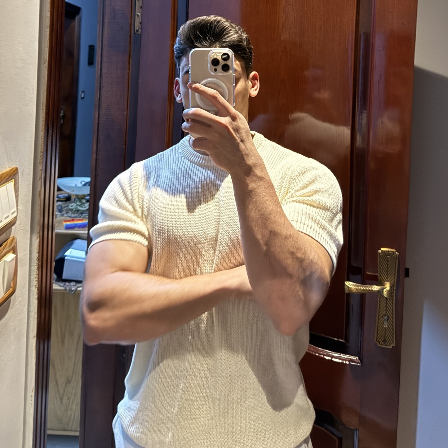 Men's White Knitted T-Shirt