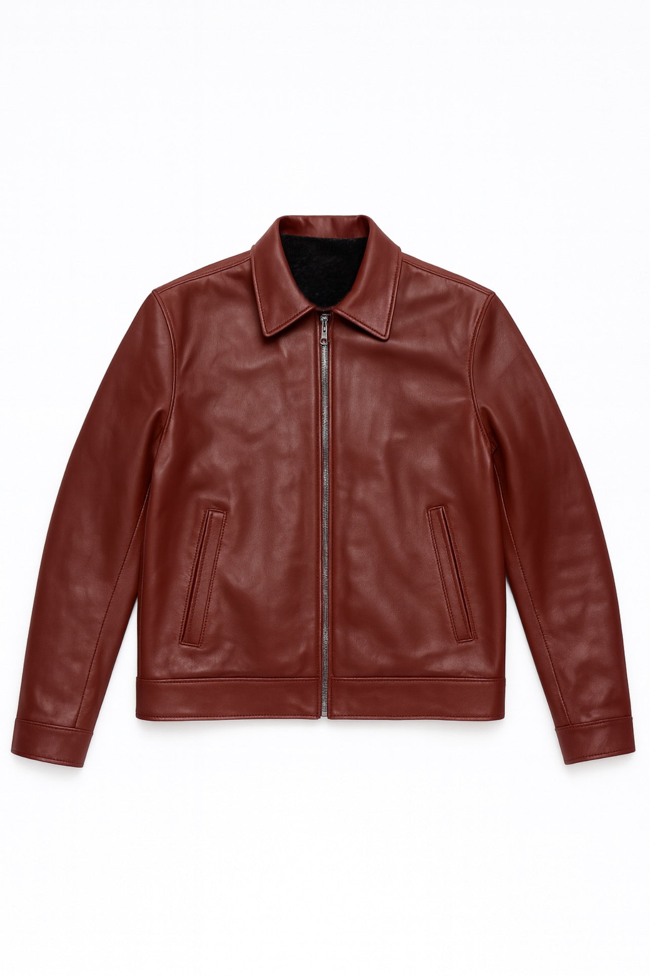 MEN LEATHER JACKET (BURGUNDY)