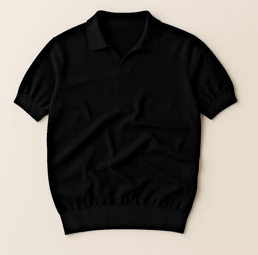 Black cotton polo