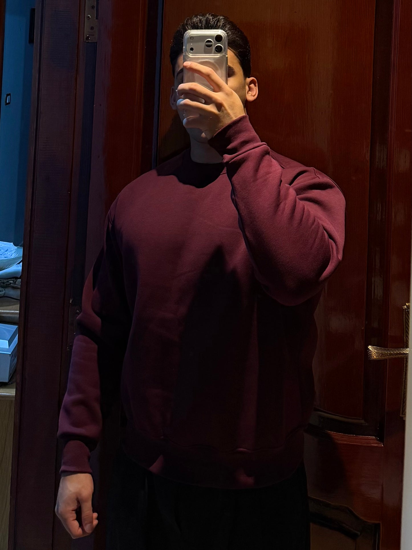 Cotton crewneck (burgundy)