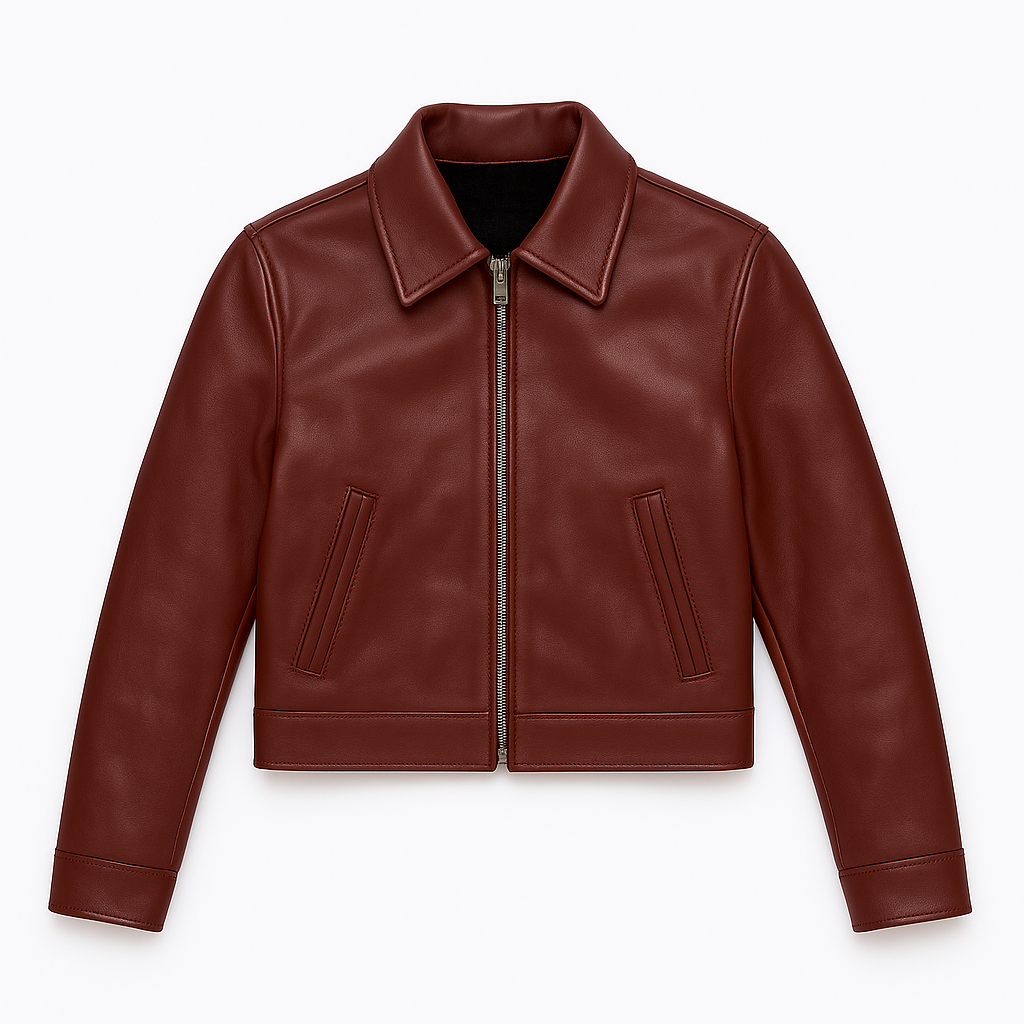WOMEN LEATHER JACKET (BURGUNDY)