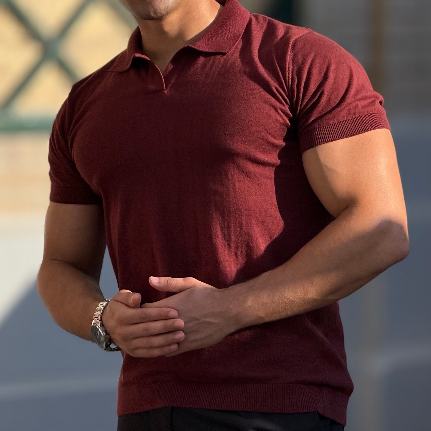 Burgundy cotton polo