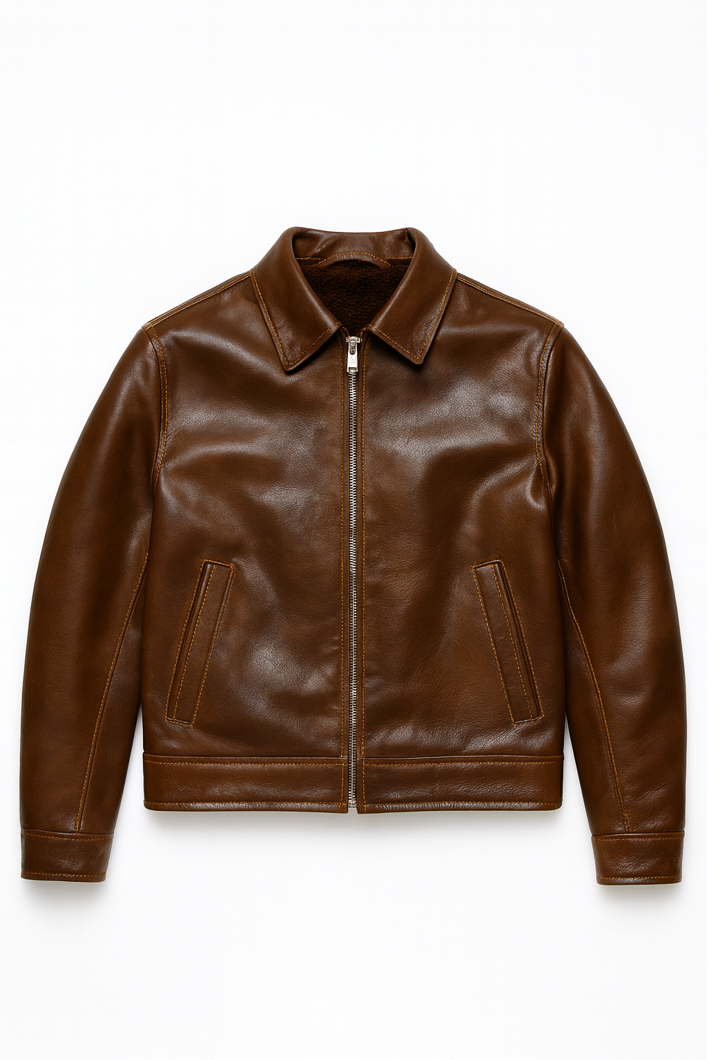 MEN LEATHER JACKET (BROWN)