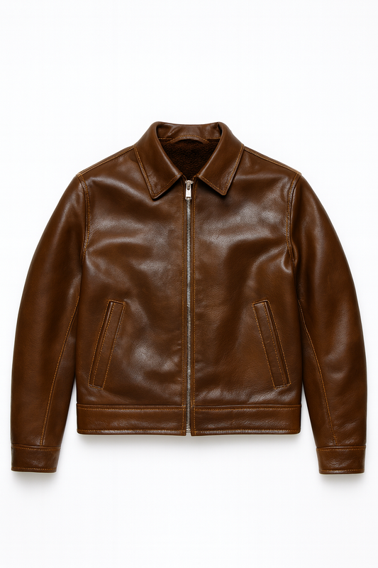 MEN LEATHER JACKET (BROWN)