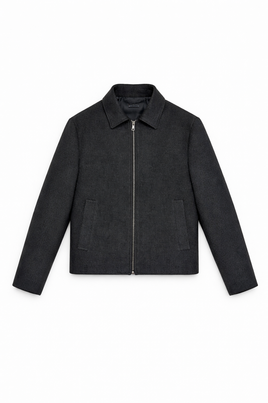 A CROPPED WOOL JACKET ( GREY )