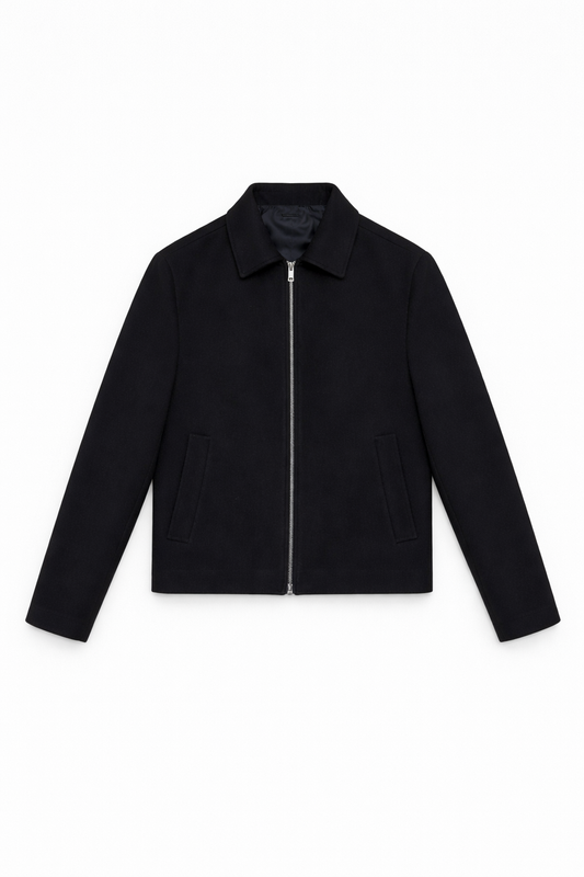 A CROPPED WOOL JACKET ( BLACK )