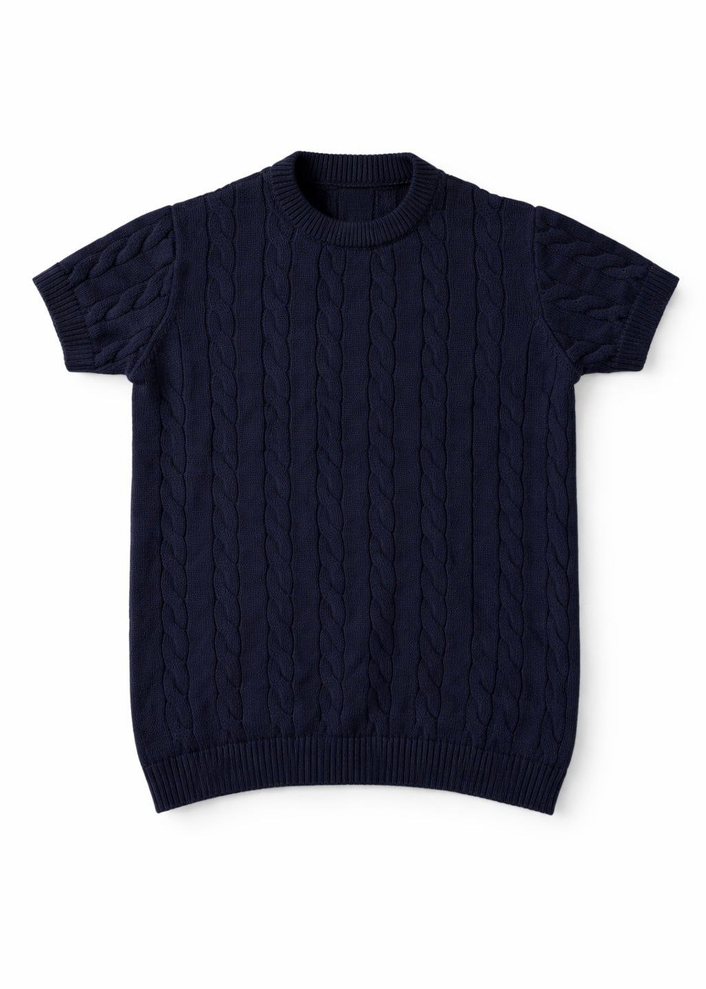 A CABLE KNITTED ROUND (LIGHT NAVY)