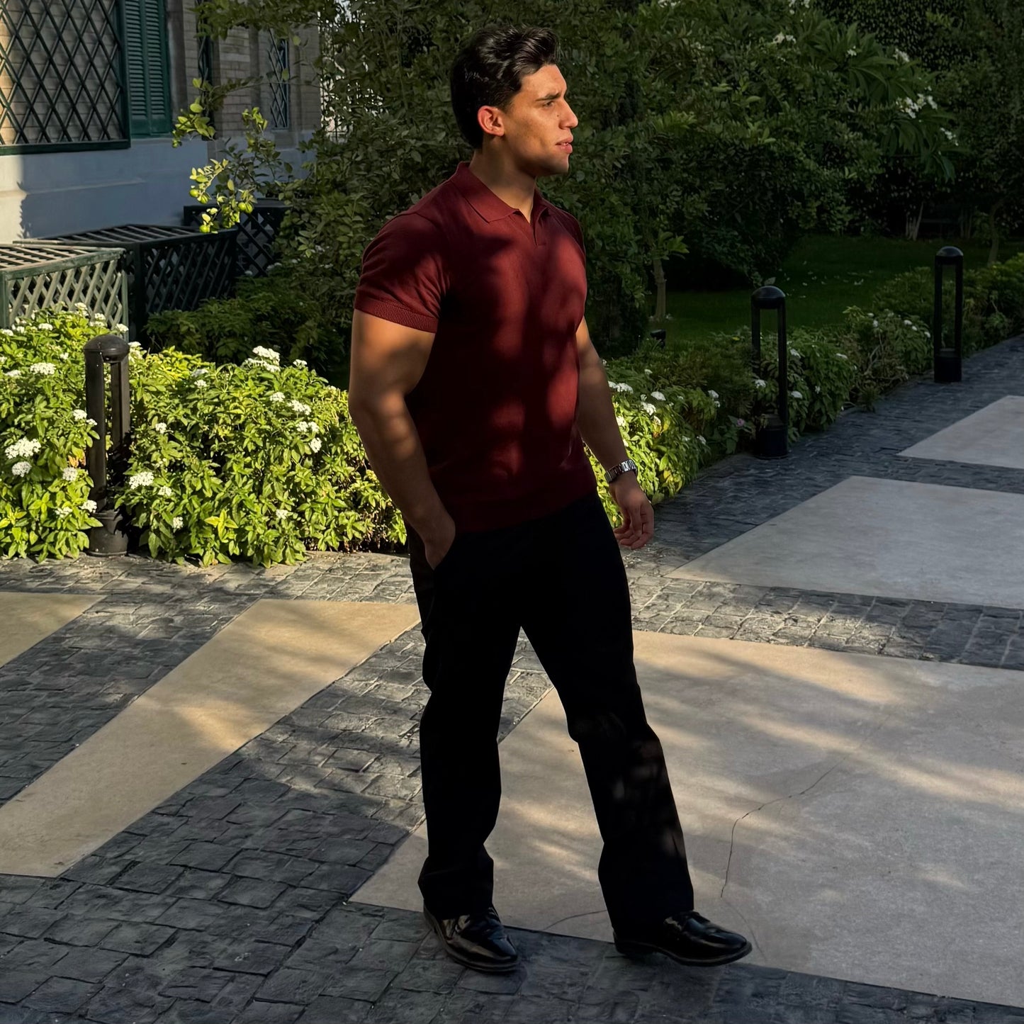 Burgundy cotton polo