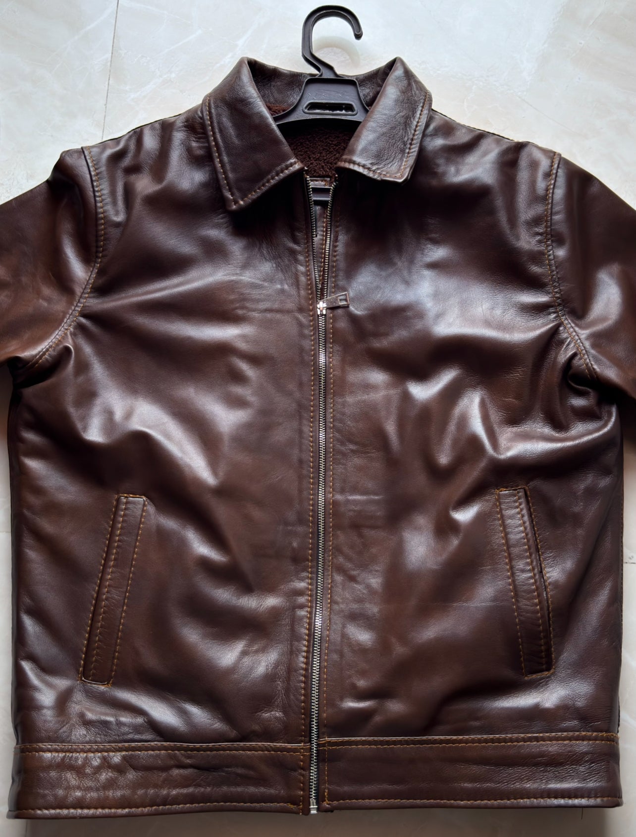 MEN LEATHER JACKET (BROWN)