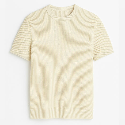Men's White Knitted T-Shirt