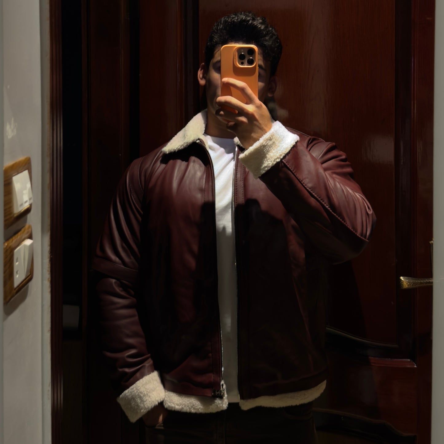 FUR JACKET (BURGUNDY)