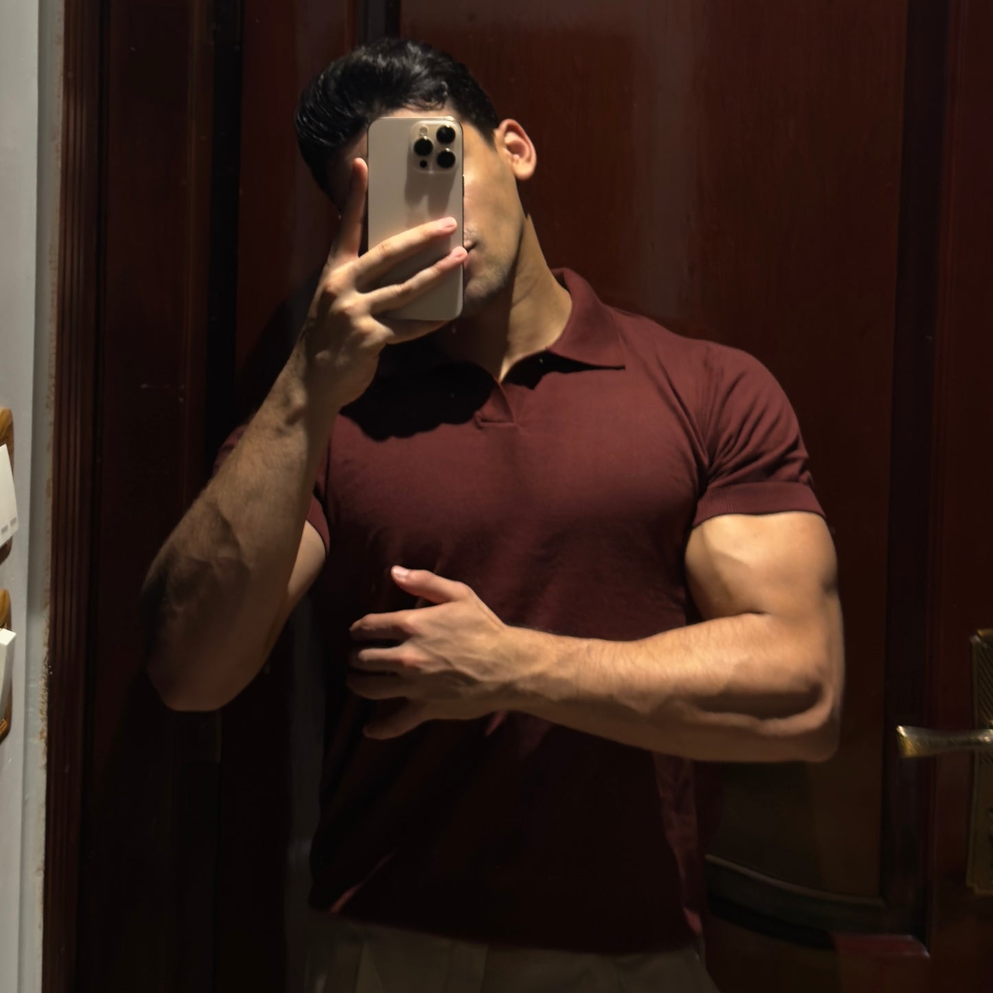 Burgundy cotton polo