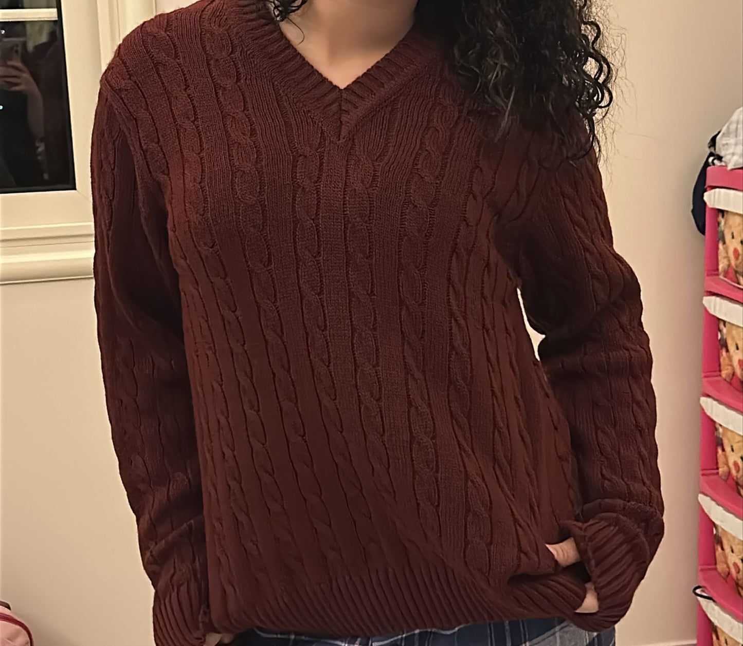 WOMEN V-NECK (BURGUNDY)