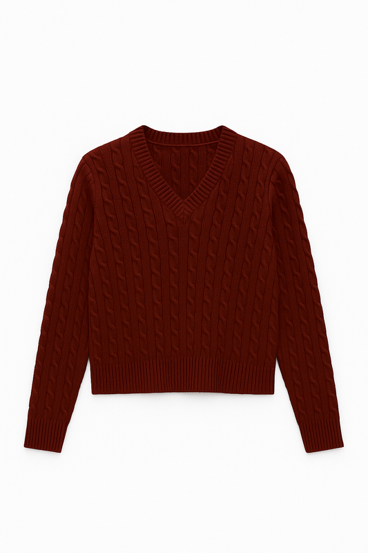 WOMEN V-NECK (BURGUNDY)